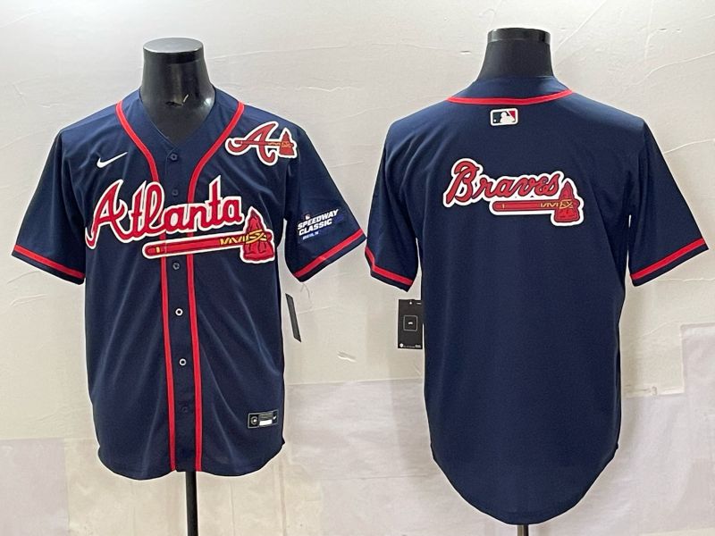 Men Atlanta Braves Blank Drak Blue  joint name Nike 2025 MLB Jersey style 08->atlanta braves->MLB Jersey